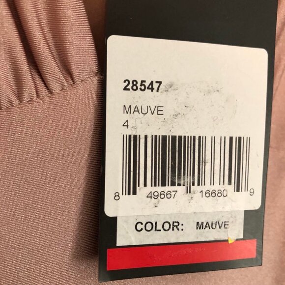 NWT LA FEMME Plunge Neck High Slit Party Gown Sleeveless Mauve Pink 4 MSRP $318 - Picture 9 of 9